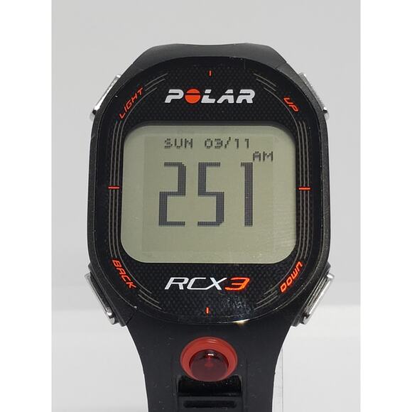 Polar RCX3 men's digital sports watch. Day and date on face. Working watch